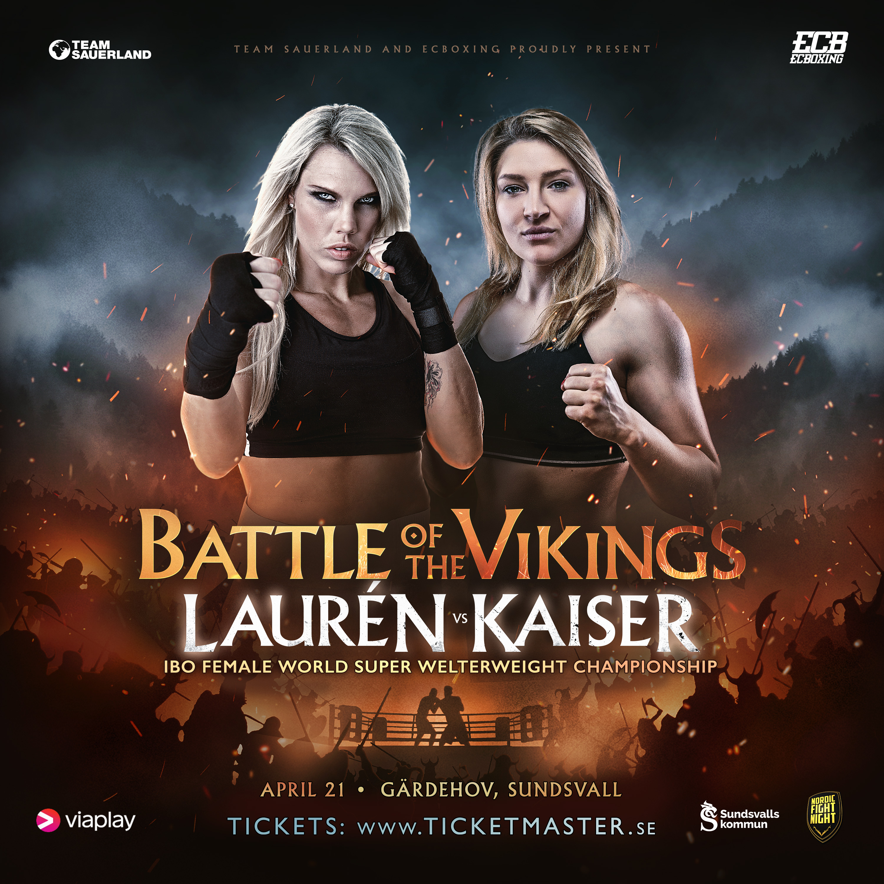 poster for the battle of the vikings heavyweight boxing fight in Sweden