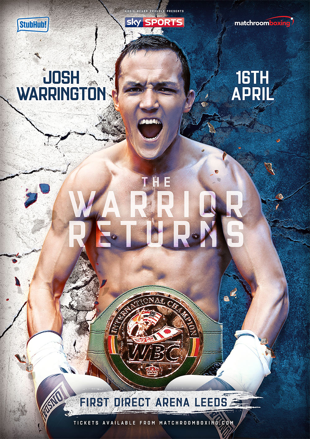 josh warrington the warrior returns leeds boxing poster design