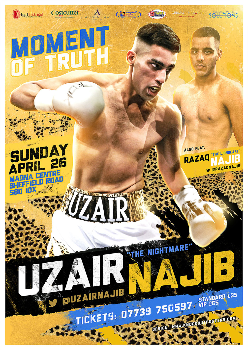 fight poster for sheffield boxing show moment of truth